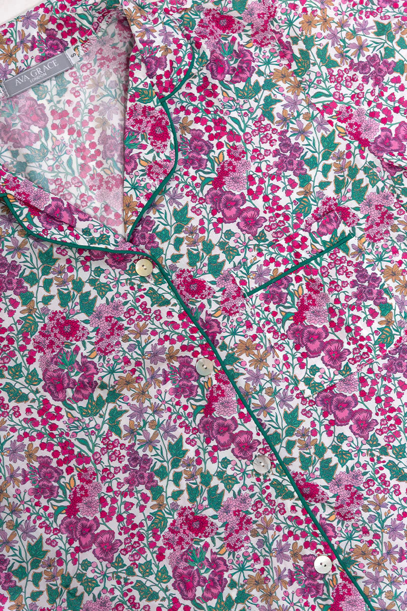 Flora Trail Pink & Green Long Pyjama Set
