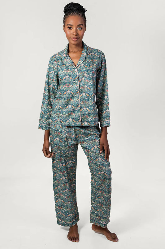 Paloma Bird Green Long Pyjama Set