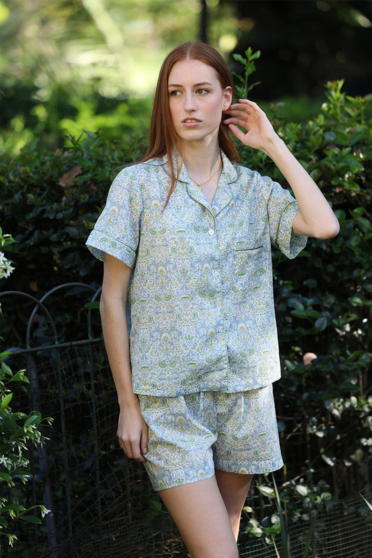 Floral Garden Blue & Green Long Pyjama Set