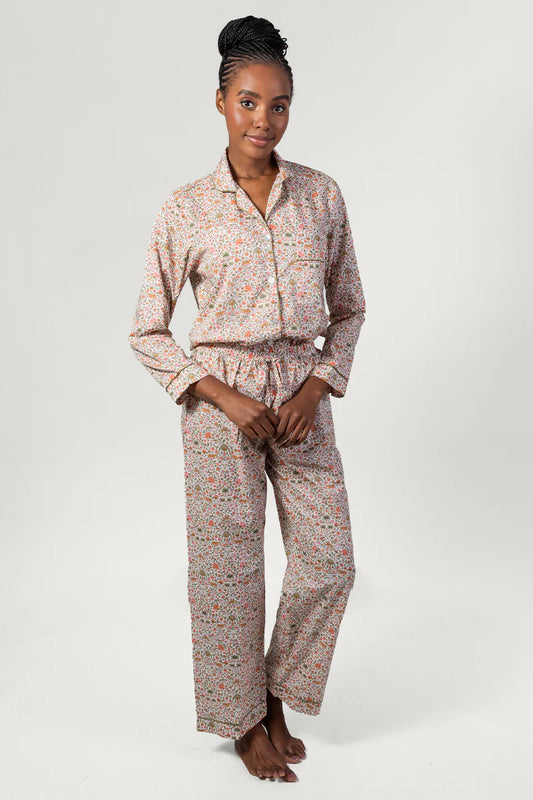 Amara Pink & White Long Pyjama Set