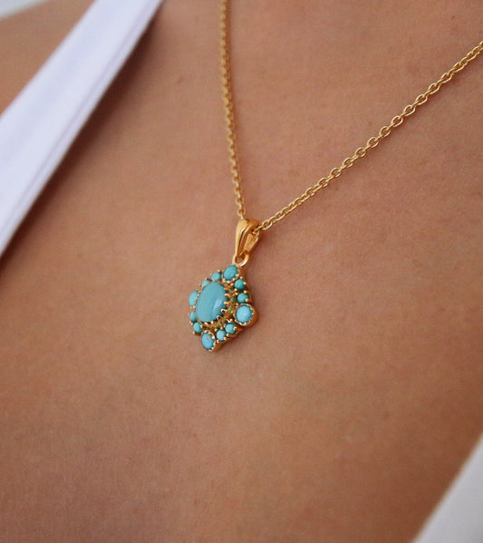18k Gold Vermeil Arizona Turquoise Necklace