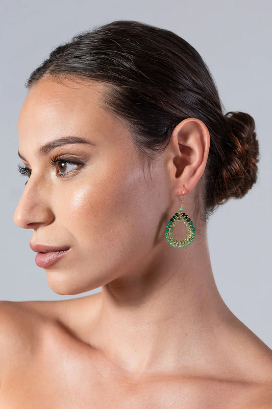 Green Jewel Ombre Teardrop Earrings