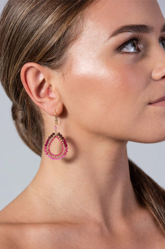 Pink Jewel Ombre Teardrop Earrings