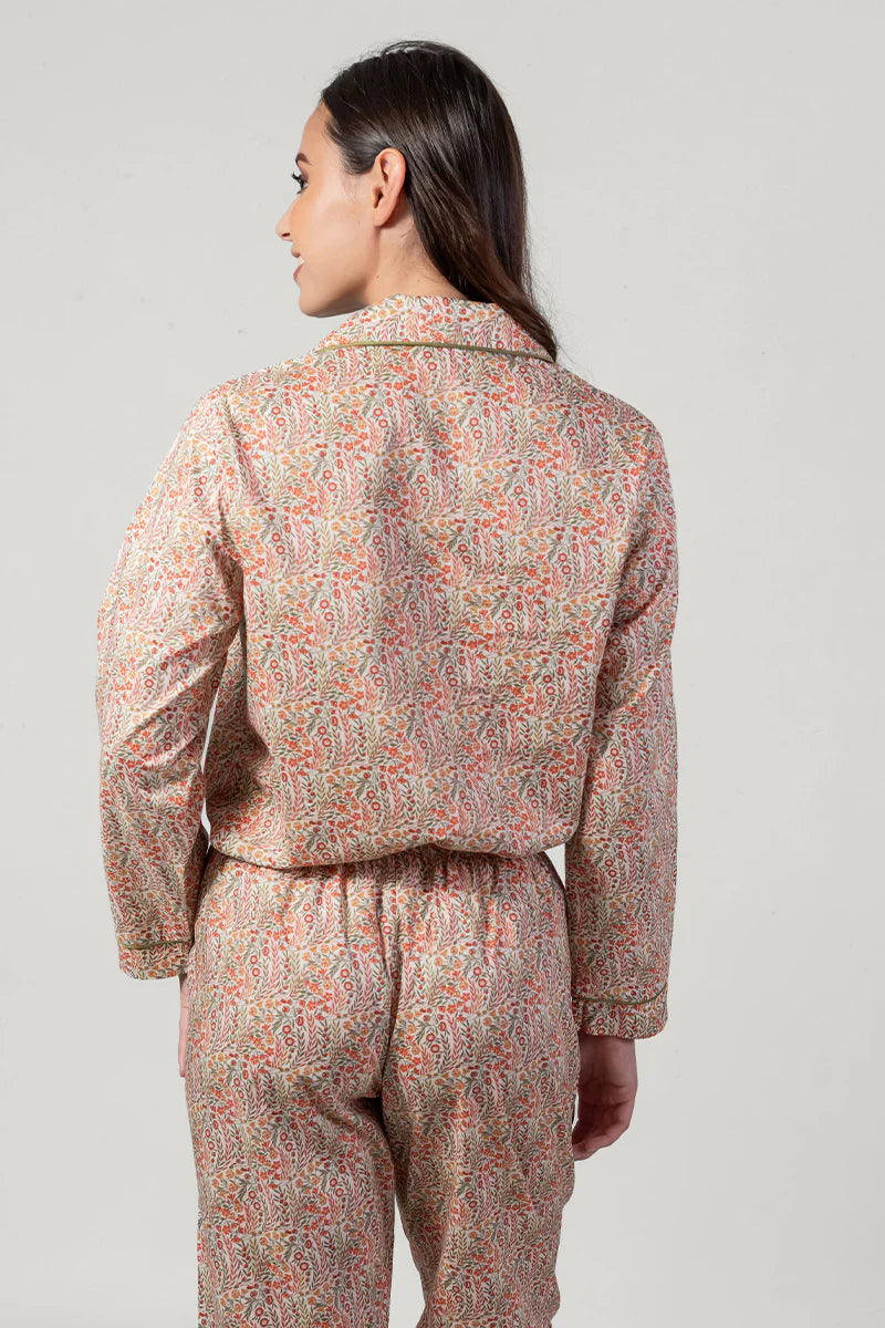 Garden Dreams Orange & Olive Long Pyjama Set