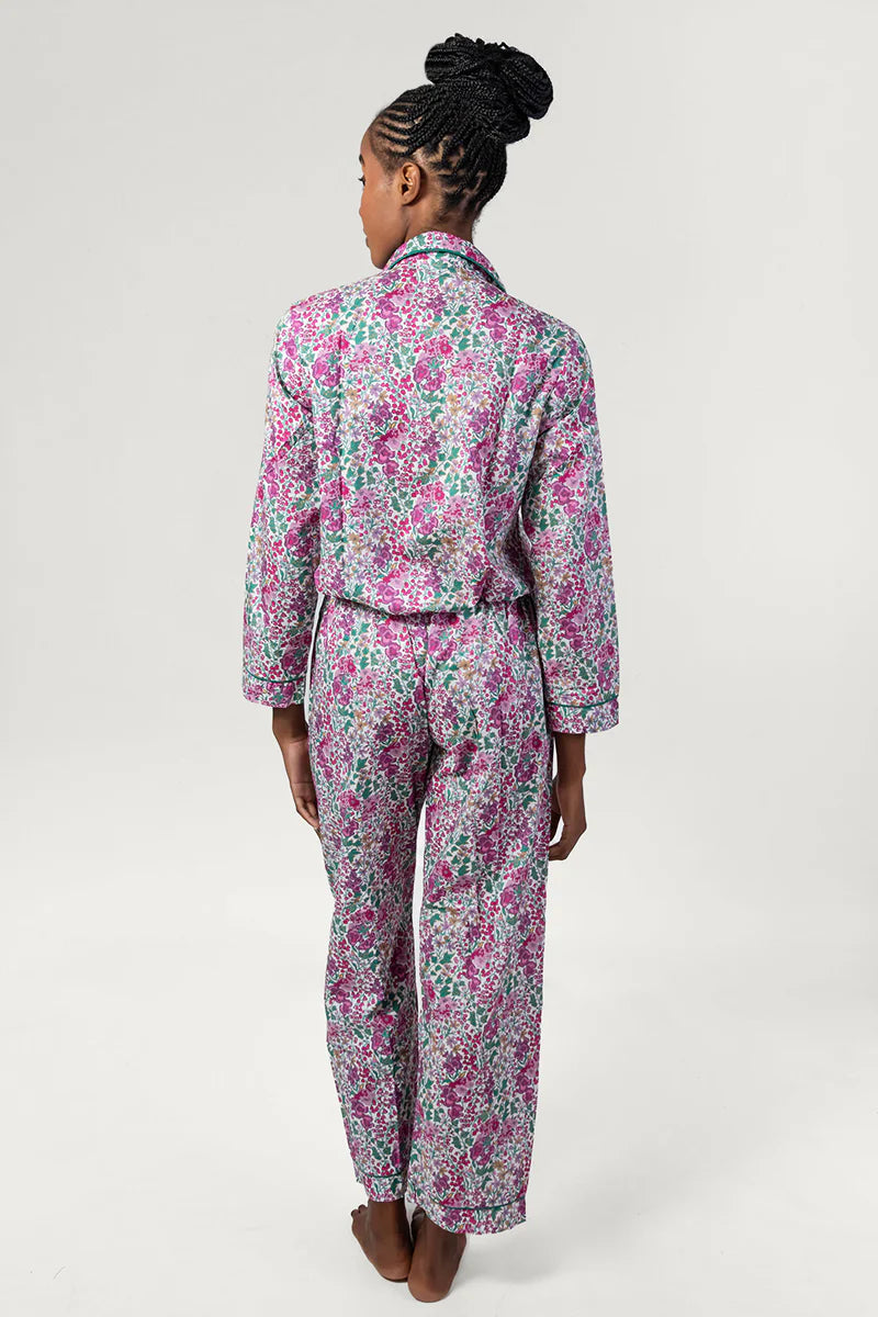 Flora Trail Pink & Green Long Pyjama Set