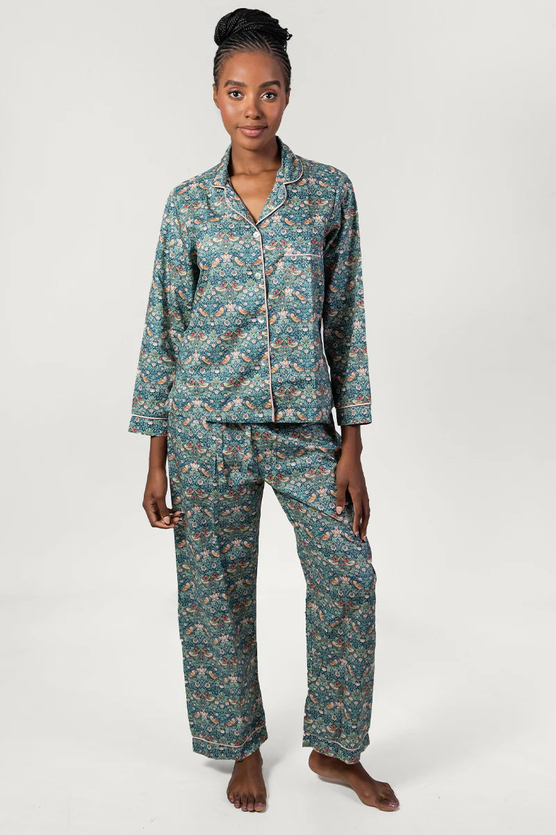 Paloma Bird Green Long Pyjama Set
