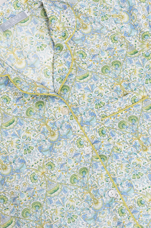 Floral Garden Blue & Green Long Pyjama Set