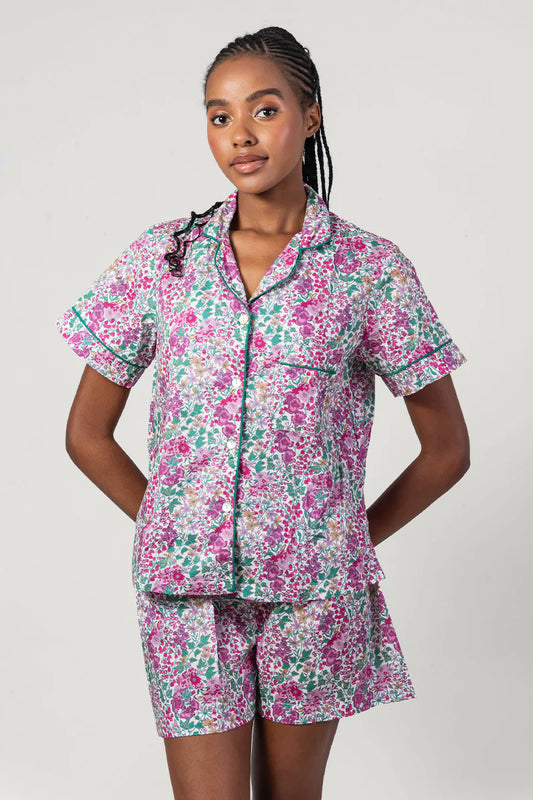 Flora Trail Pink & Green Short Pyjama Set