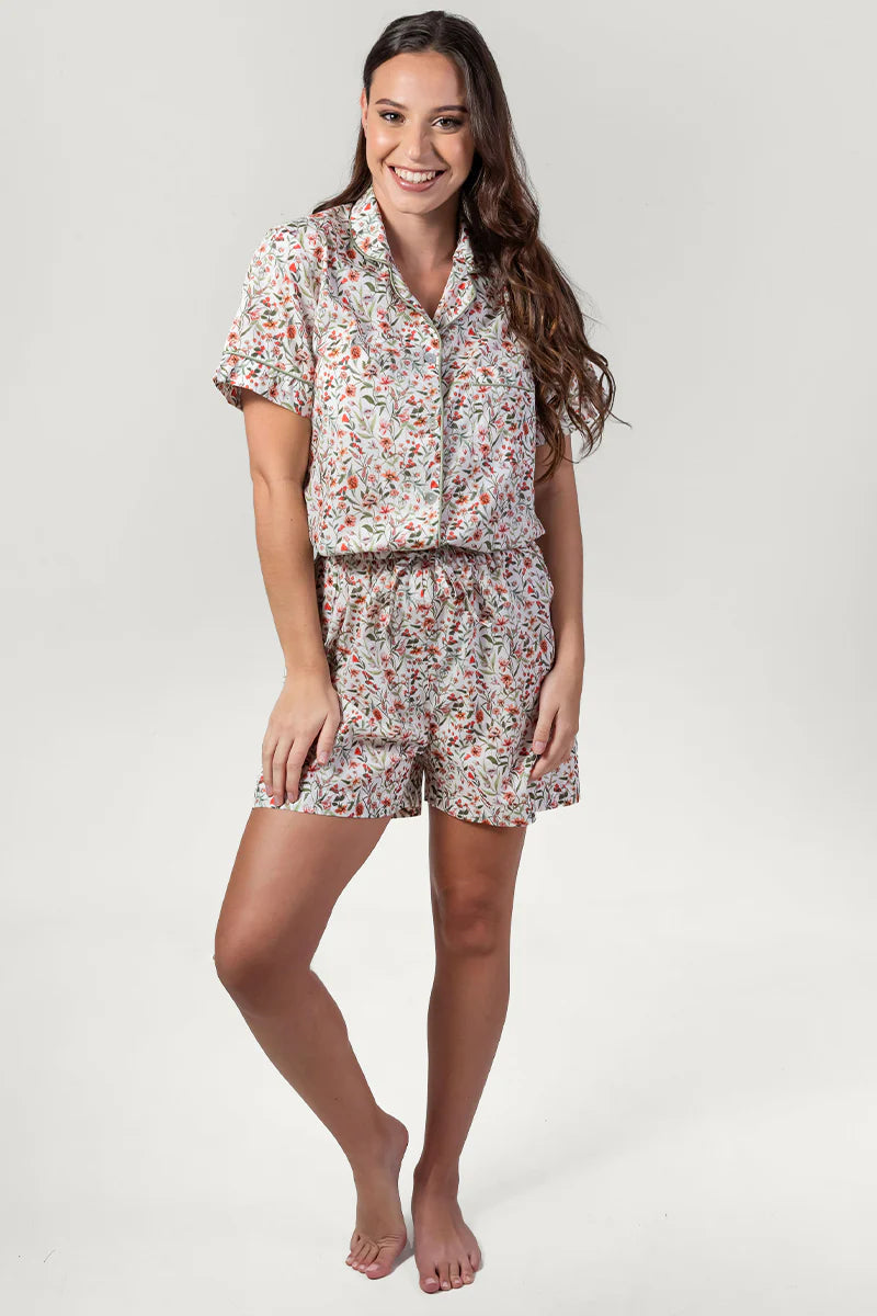 Garden Dreams Orange & Green Short Pyjama Set