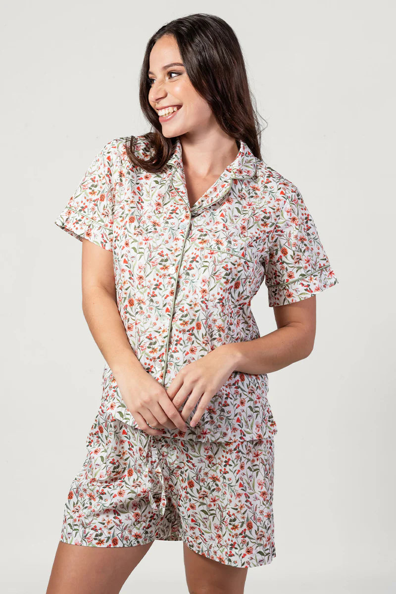 Garden Dreams Orange & Green Short Pyjama Set