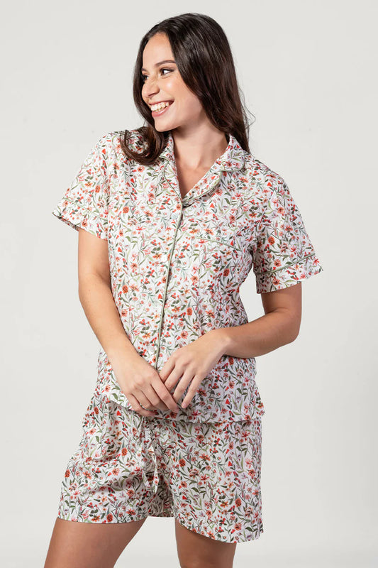 Garden Dreams Orange & Green Short Pyjama Set