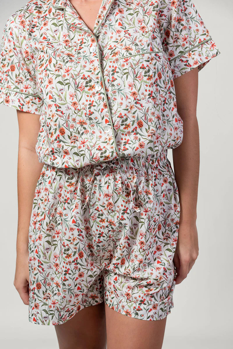 Garden Dreams Orange & Green Short Pyjama Set