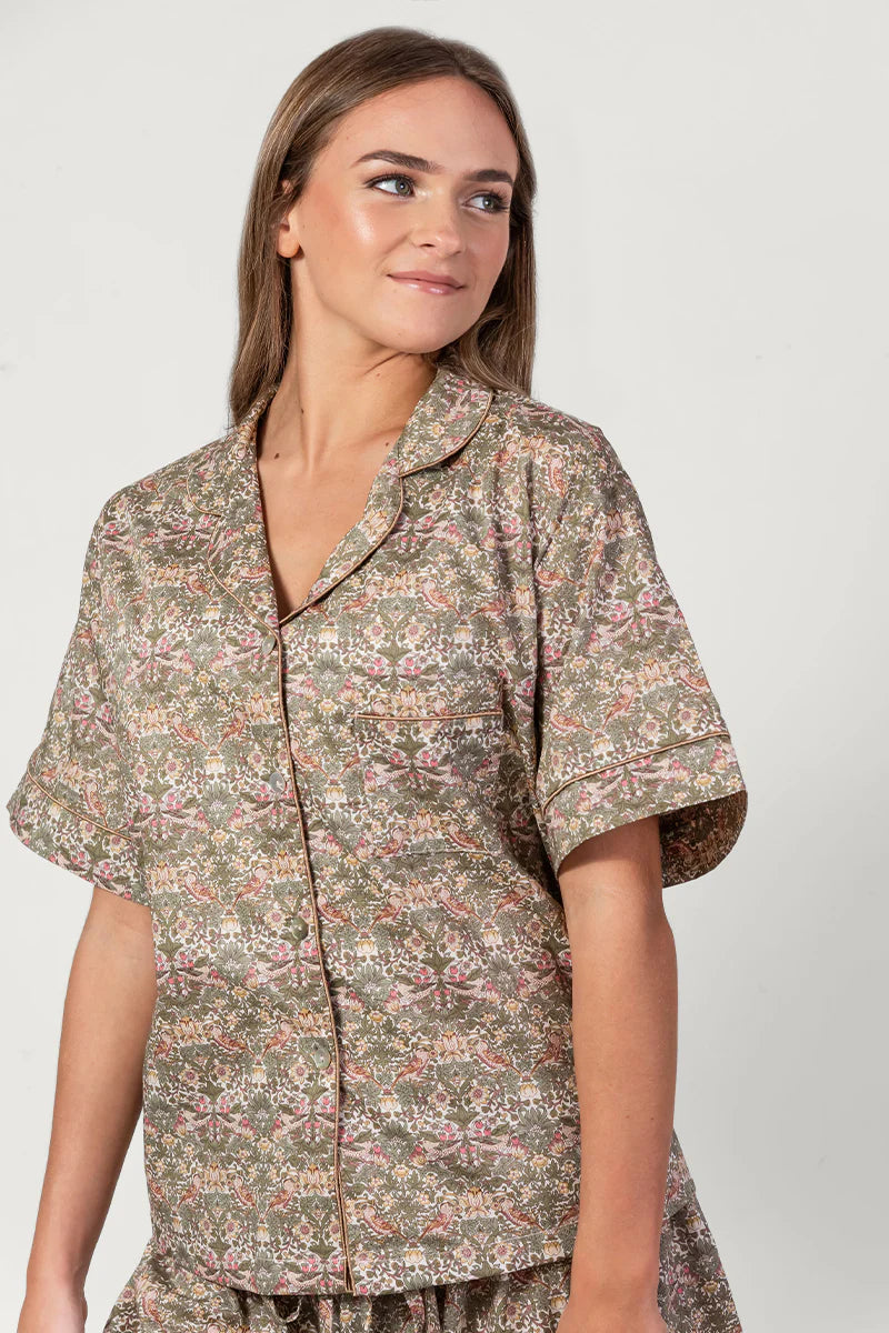 Paloma Bird Green & Pink Short Pyjama Set