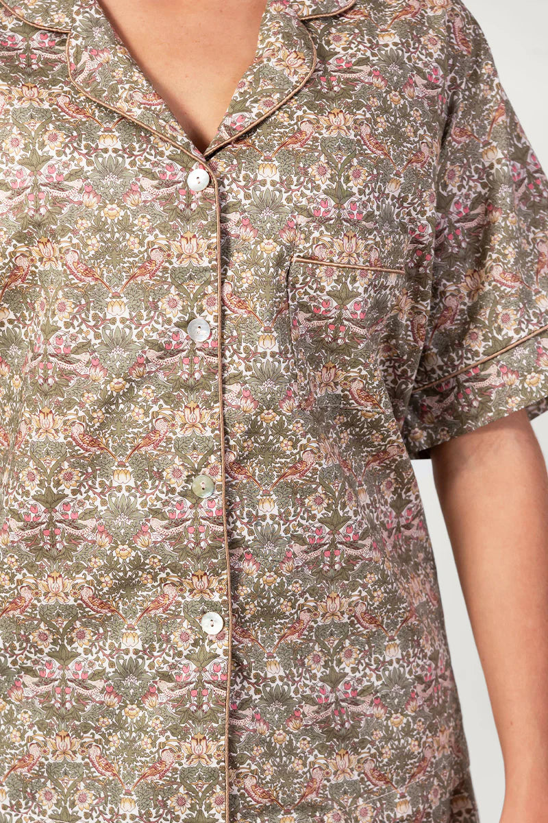 Paloma Bird Green & Pink Short Pyjama Set