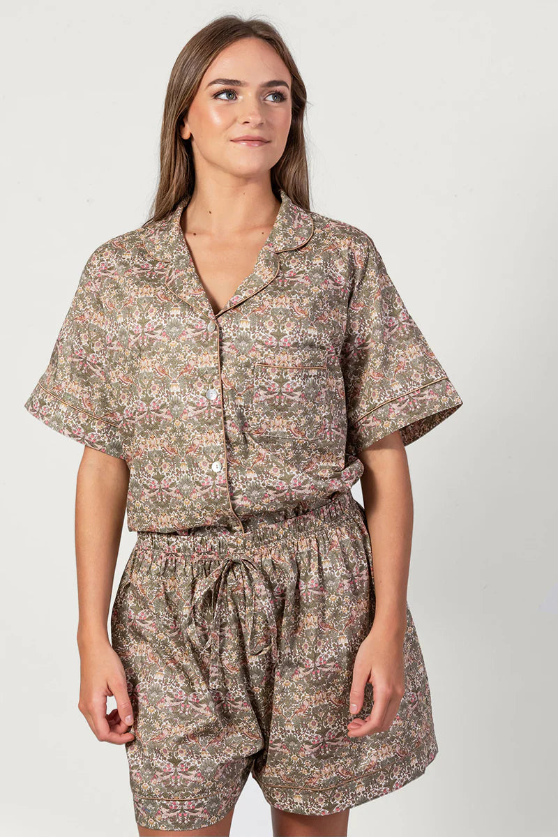 Paloma Bird Green & Pink Short Pyjama Set