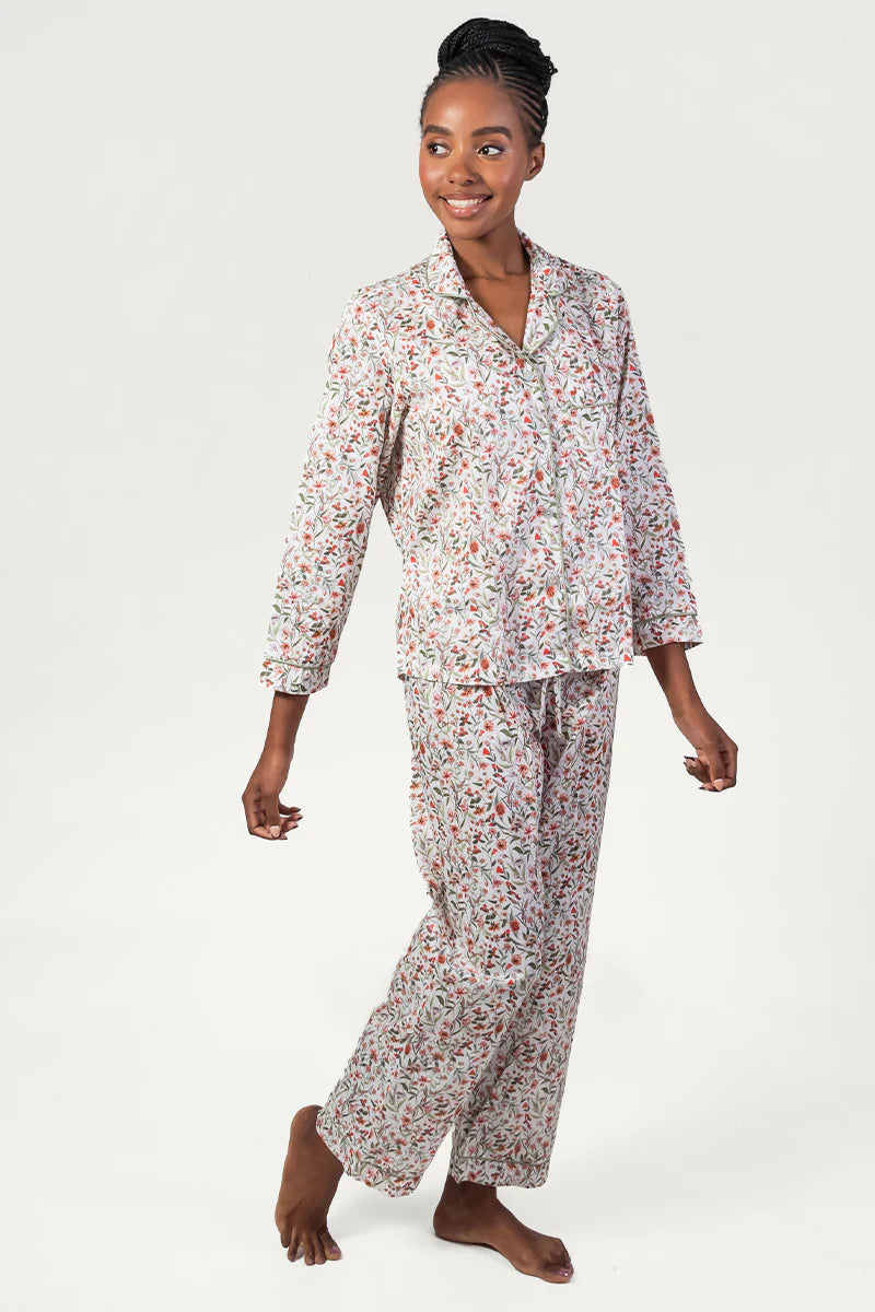 Garden Dreams Orange & Green Long Pyjama Set