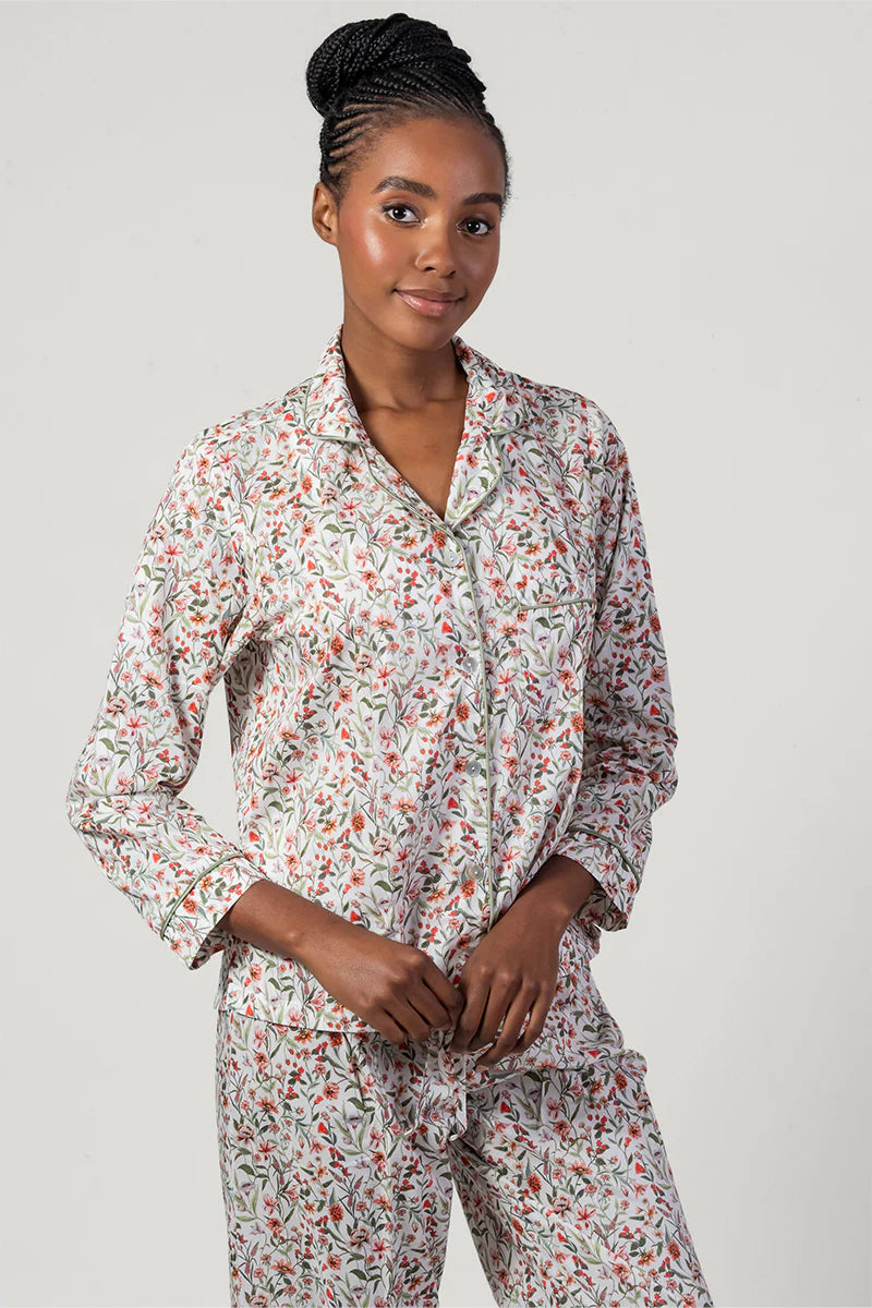 Garden Dreams Orange & Green Long Pyjama Set