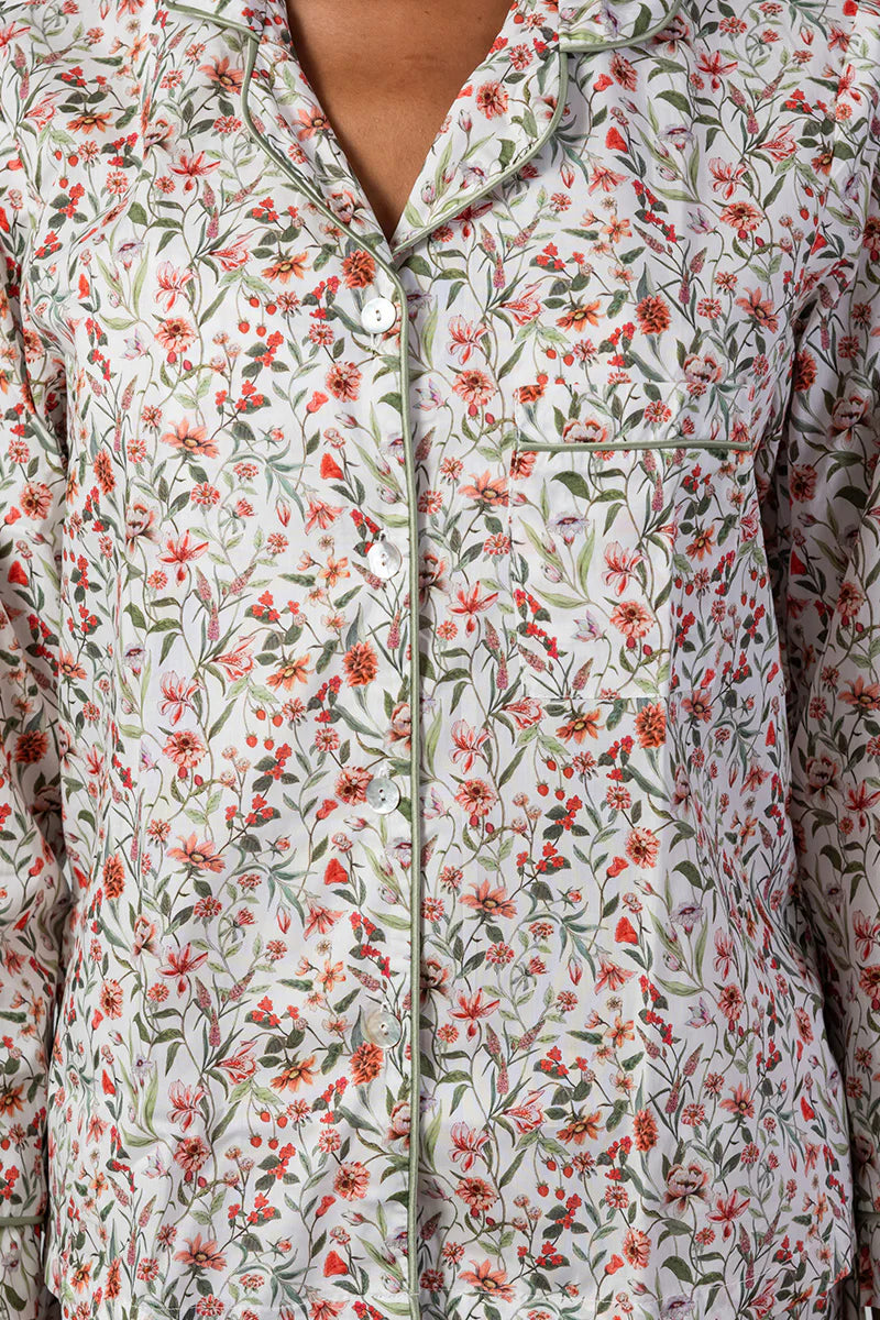 Garden Dreams Orange & Green Long Pyjama Set