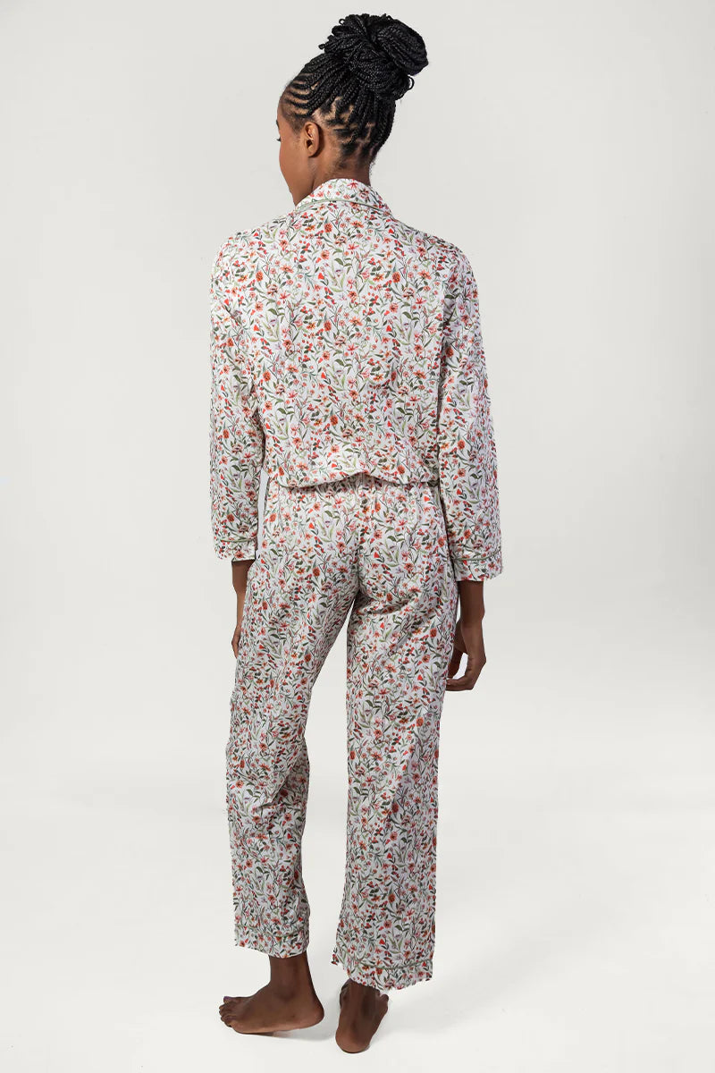 Garden Dreams Orange & Green Long Pyjama Set