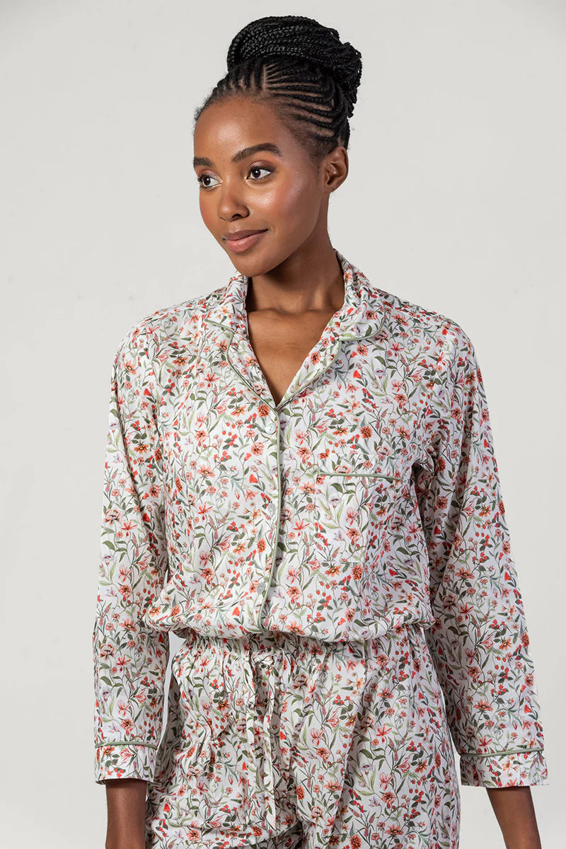 Garden Dreams Orange & Green Long Pyjama Set