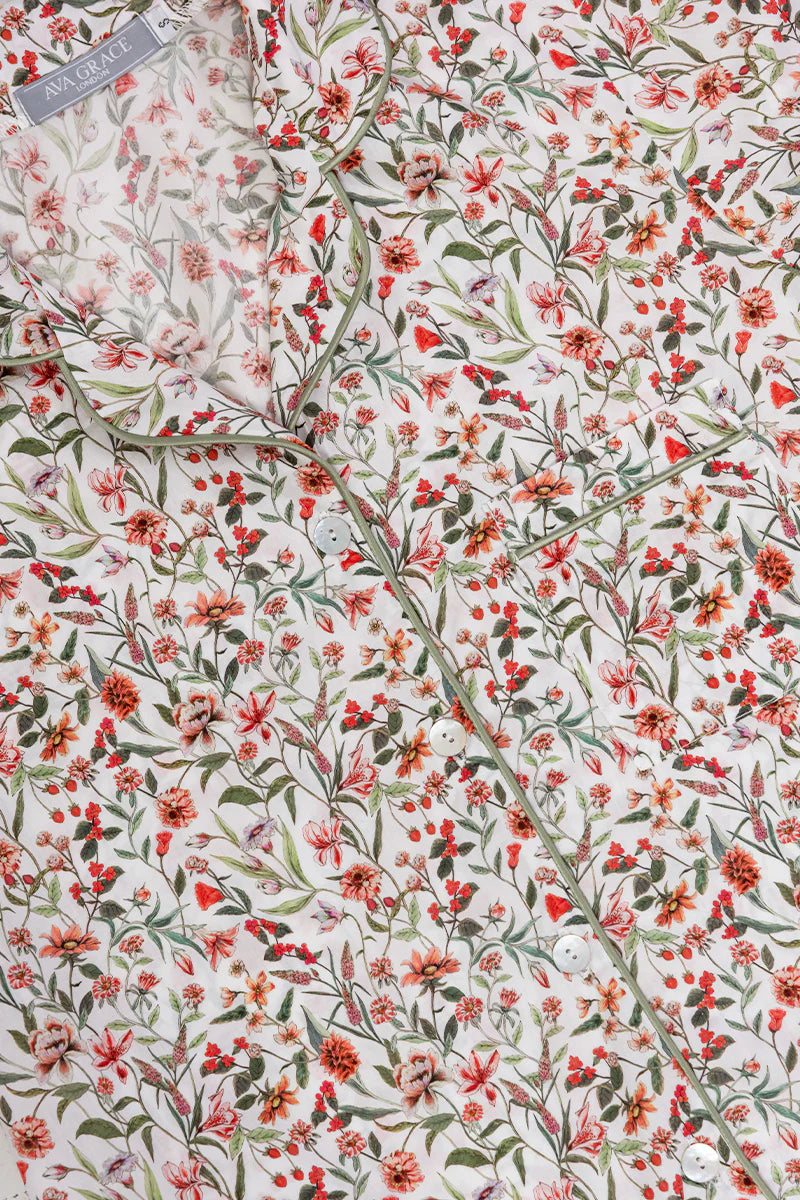 Garden Dreams Orange & Green Long Pyjama Set