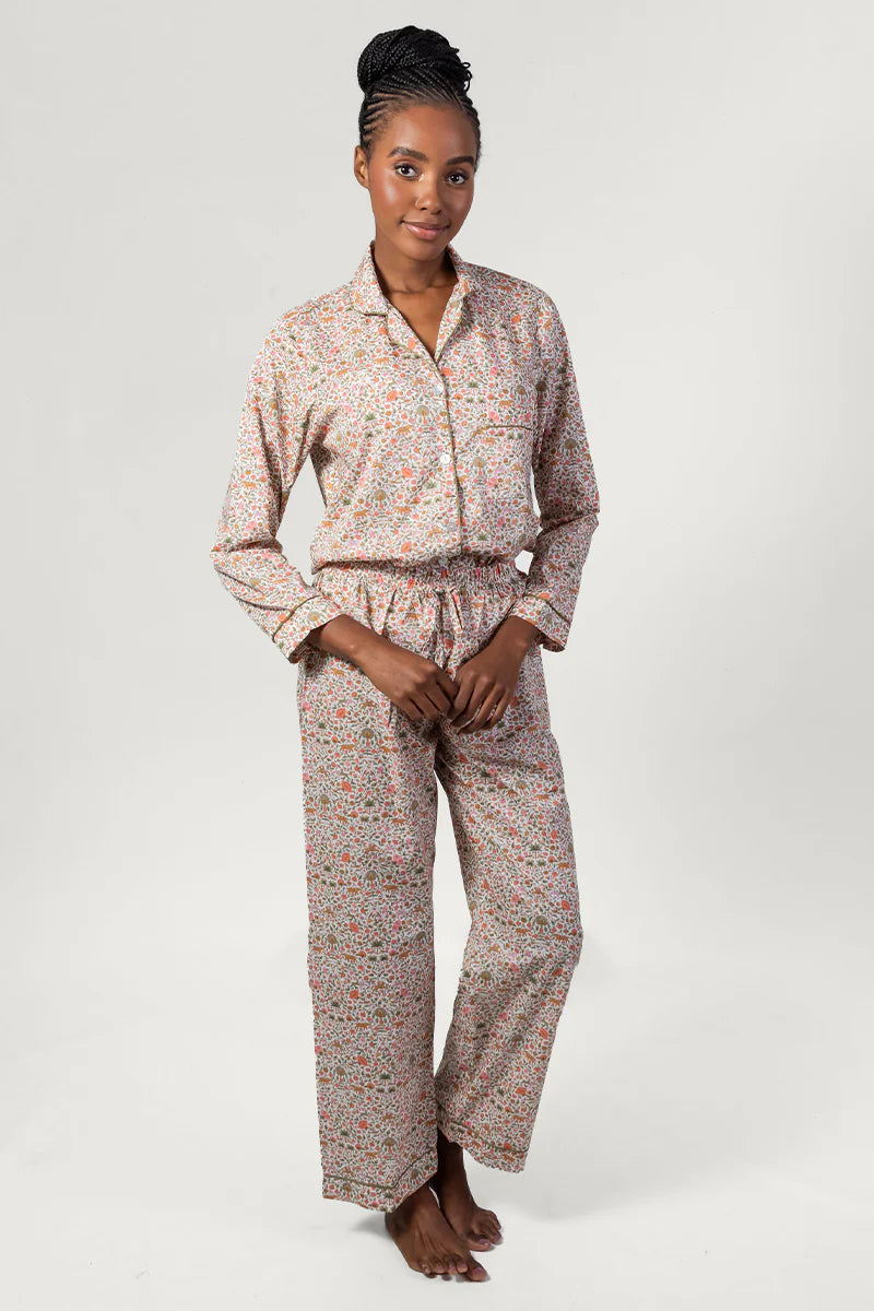 Amara Pink & White Long Pyjama Set