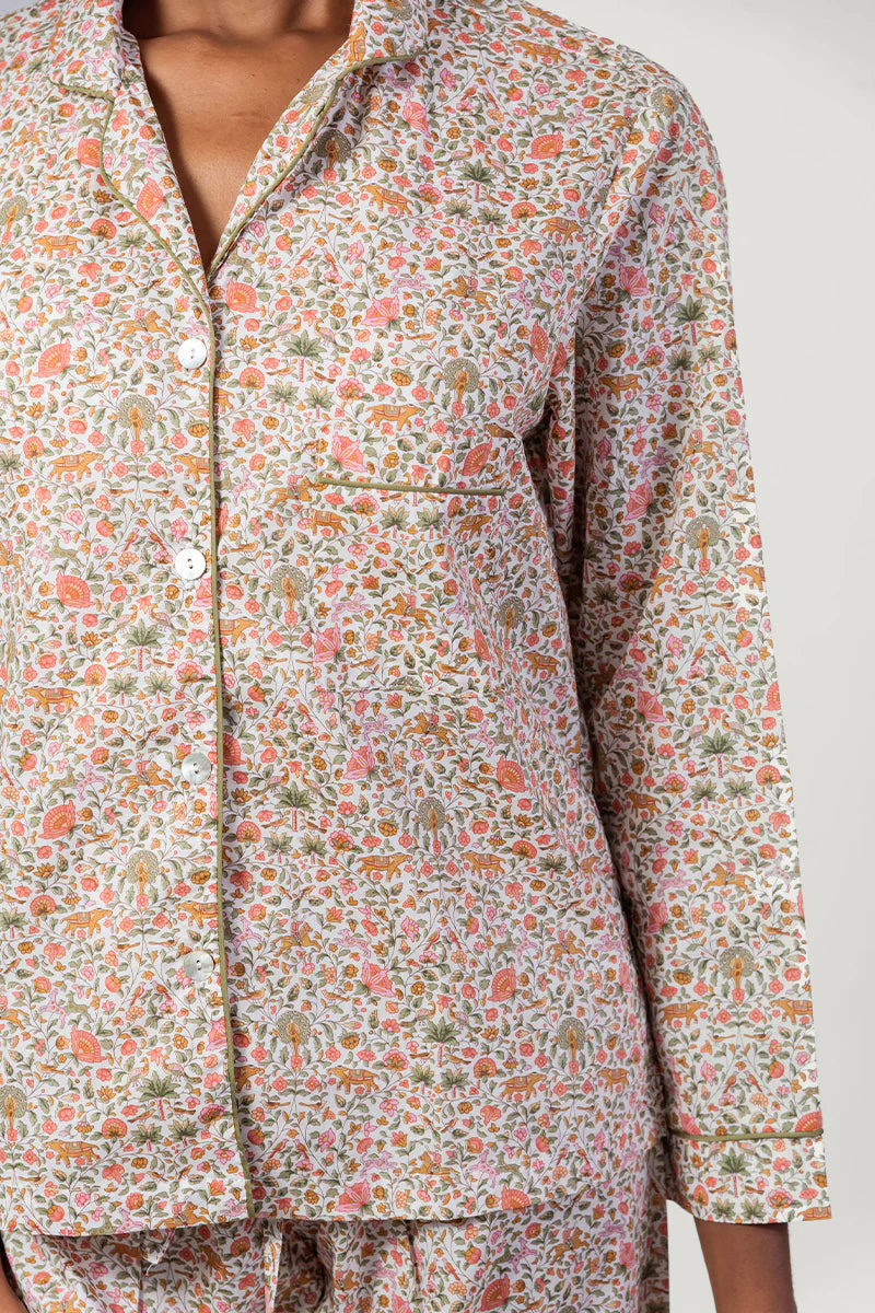 Amara Pink & White Long Pyjama Set