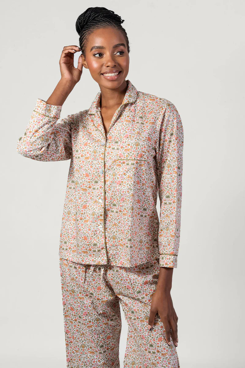 Amara Pink & White Long Pyjama Set