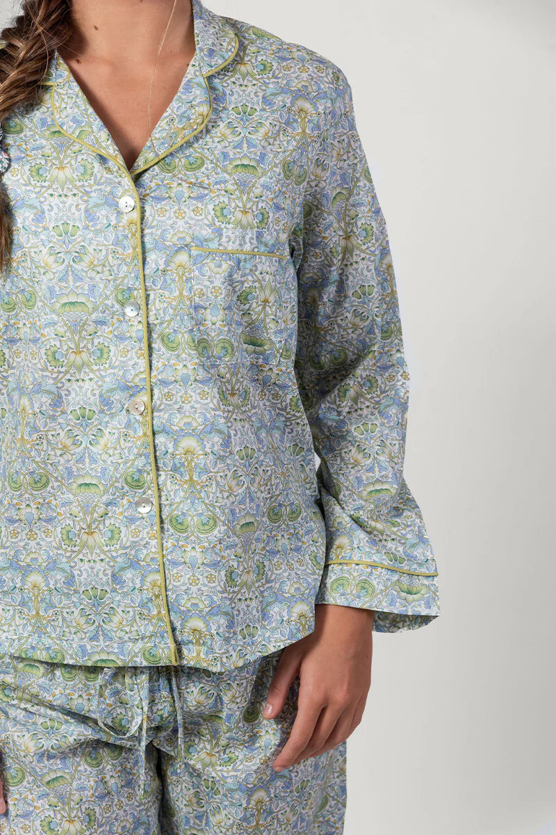 Floral Garden Blue & Green Long Pyjama Set