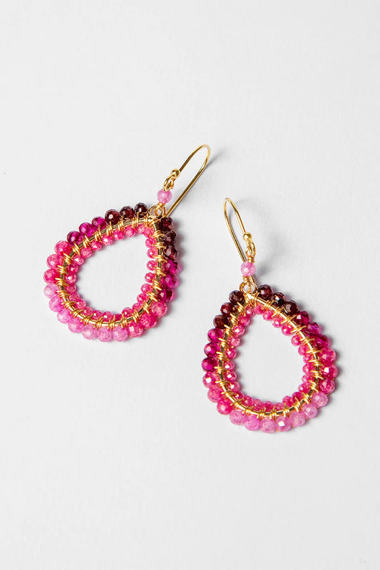 Pink Jewel Ombre Teardrop Earrings
