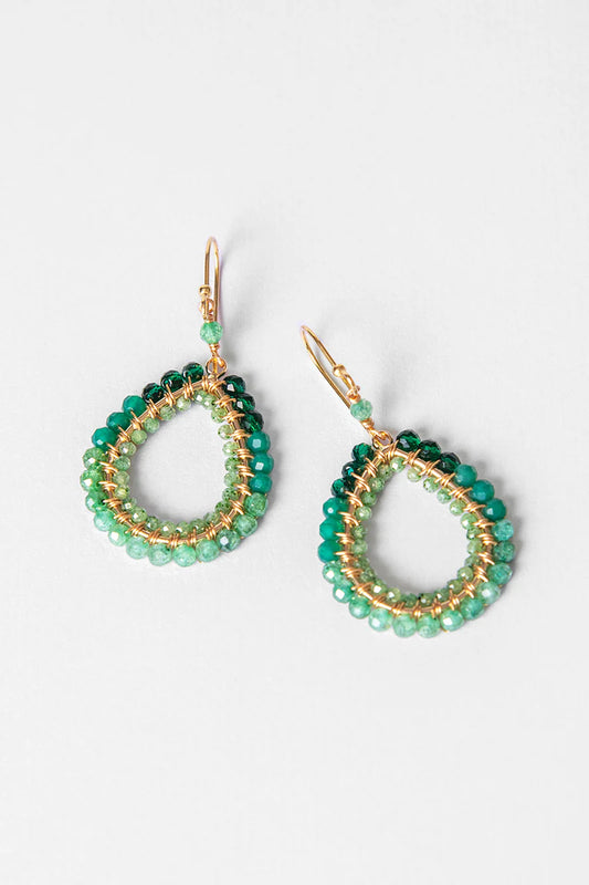 Green Jewel Ombre Teardrop Earrings