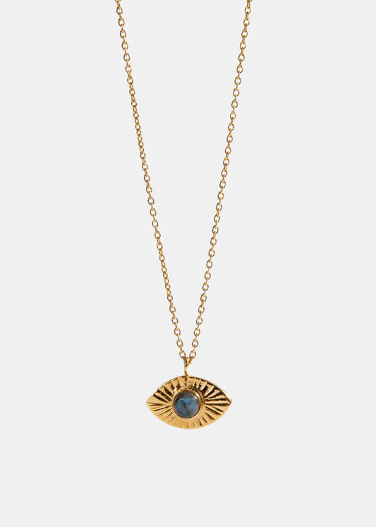 18k Gold Vermeil Labrodite Eye Necklace